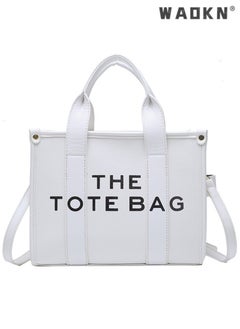 Buy The Tote Bags For Women Large PU Leather Trendy Travel Tote Bag Handbag Top Handle Shoulder Crossbody,Leather Large Tote Bag, Zipper Small Purse Crossbody Bag Top Handle Traveler Handbag White in UAE