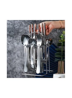 Buy 24 Pcs Stainless Steel TablewareFlatware with stand  Mirror Polished Cutlery Set  Tableware Set of 6 Spoon6 Tea Spoon6Knife6 Fork  BC320 in Saudi Arabia