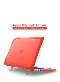 اشتري Hard Shell Case Cover with Kickstand Shockproof Function for MacBook Air 2022 (A2681) 13.6inch Red Red في الامارات