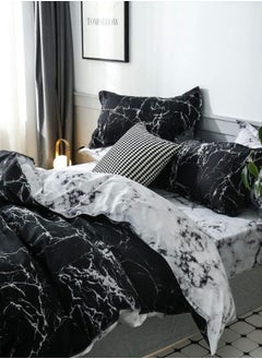 Buy Variance Sizes Marble Pattern Duvet Cover Set Black & White  Bedding Set Reversible style. in UAE