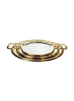 Buy Silverplated 3 Piece Large, Medium And Small Sizes Oval Tray Set in UAE