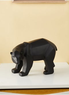 Buy Matte Black Large Origami Bear Statue in UAE