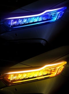 اشتري 2pcs LED DRL Car Daytime Running Light Flexible Waterproof Strip Auto Headlights Bule Signal Yellow Brake Flow Lights 12V في السعودية