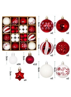 Buy 44 Pcs Christmas Tree Balls Ornaments, Christmas Decorative Hanging Baubles for Home Party Holiday Wedding Tree Decorations (Red/White) in UAE