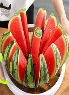 اشتري Extra Large Watermelon Slicer Cutter Comfort Silicone Handle,Home Stainless Steel Round Fruit Vegetable Slicer Cutter Peeler Corer Server for Cantaloup Melon,Pineapple,Honeydew,Get 12,As Seen On TV في مصر