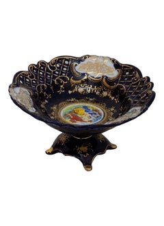 Buy 1-piece royal fruite plate dark blue/gold 25x12cm in UAE