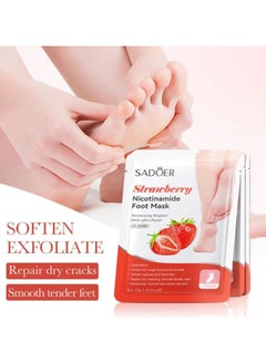 اشتري Pack Of 3 Strawberry Nicotinamide Foot Mask Moisturizing Brighten Multi-effect Repair Dry Cracks and Makes Smooth Tender Feet في الامارات