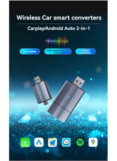 Buy wireless car smart converter two in one dual system usb/type-c connected to Carplay U disk in Saudi Arabia