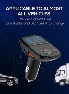 Buy Bluetooth FM Transmitter 25W Dual USB QC3.0 + PD charger Full protocol quick Fast Car Charger in UAE