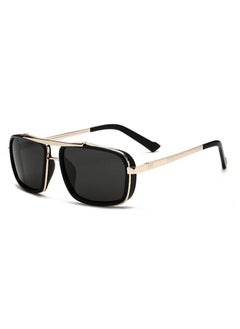 Buy Men's Rectangular Sunglasses Polarized Lenses UV400 Protection Aluminum Magnesium Alloy Arms with Glasses Case for Shopping Driving Riding Trekking (Golden Black) in Saudi Arabia