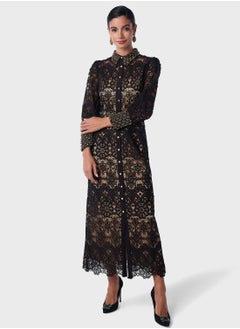 Buy Embellished Lace Shirt Dress in Saudi Arabia