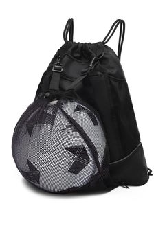 Buy Drawstring Football Bag Soccer Backpack with Detachable Mesh Bag Waterproof Draw String Back Sack with Zip Pocket in Saudi Arabia