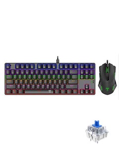 Buy 87 Keys Mechanical Gaming Keyboard Colorful Led Backlit with 2400 DPI Mouse Professional for gaming, Black in Saudi Arabia