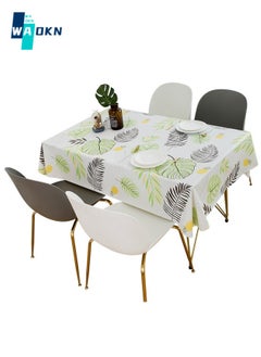 Buy Nordic Style Rectangular PVC Tablecloth, Rustic Leaf Top, Waterproof and Dustproof Table Top, Table Decoration Suitable for Kitchen, Dining Room, Indoor and Outdoor (140 x 180CM) in UAE