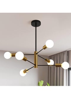 Buy Modern Black&Gold Sputnik Chandelier, Mid Century Chandeliers Rustic Ceiling Pendant Lighting, Industrial Vintage Adjustable Hanging Light Fixture for Living Dining Room Bedroom Kitchen Foyer in Saudi Arabia