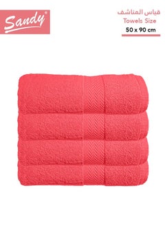 Buy Sandy Premium Hotel Quality Hair Towel 100% Cotton Made in Egypt - 600 GSM, Soft Quick Drying and Highly Absorbent (4 Pack - 50x90 cm) - Pomegranate in Saudi Arabia