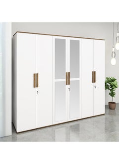 Buy Whitefield 6-Door Wardrobe with Mirror 55x210x240 cm in Saudi Arabia