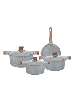 Buy 7-Piece Durable Non-Stick Aluminium Coated Cookware Set Grey 5 x 24 x 42 cm LONDON 7G in Saudi Arabia