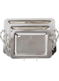 Buy Set of 3 silver metal trays of different sizes in Saudi Arabia