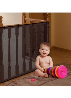اشتري Child Safety Net 2 Sets, Durable Banister Guard for Baby Safety Stairs Railing Balcony Cribs, Banister Stair Mesh Baby Proofing, Easy to Install Stair Netting for Kids, Pets, Toys (Black, 3 x 0.79 M)) في الامارات