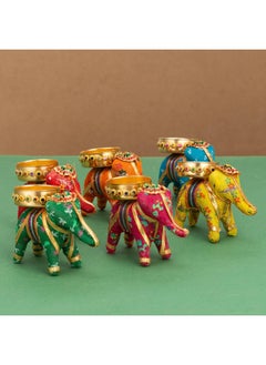 اشتري Jh Gallery Handcrafted Elephant Tealight Candle Stand Tea Light Holder/Diwali Diya For Home Decor/Diwali Gift/Diwali Decoration/Corporate Gift For Diwali (Pack Of 6) في الامارات