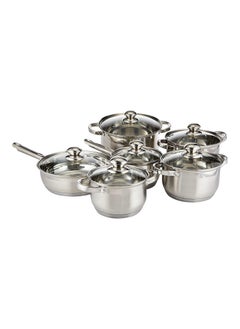 اشتري Wilson Stainless Steel 12-Piece Cookware Set - Casserole, Saucepan, Fry Pan | Heavy Duty With Stainless Steel Handle في الامارات