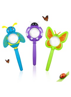 Buy Magnifying Glass for Kids, Insect Magnifying Glass Toy, Handheld Magnifier with Shatterproof Lens, Butterfly Bee Ladybug Handheld Magnifier for Boys and Girls Gift, 3PCS in UAE