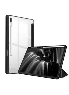 Buy Hybrid Slim Case Samsung Galaxy Tab S8 Plus 2022/S7 FE 2021/S7 Plus 2020 12.4 Inch with S Pen Holder Shockproof Cover with Clear Transparent Back Shell Auto Wake/Sleep with Screen Protector (Black) in UAE