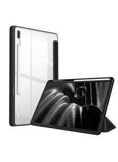 اشتري Hybrid Slim Case Samsung Galaxy Tab S8 Plus 2022/S7 FE 2021/S7 Plus 2020 12.4 Inch with S Pen Holder Shockproof Cover with Clear Transparent Back Shell Auto Wake/Sleep BLACK +Screen Protector في الامارات