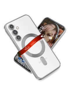 Buy Magsafe Shockproof Luxury Plating Hybrid Clear PC Case Cover For Samsung Galaxy S24 5G 2024 Silver in UAE