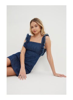 Buy Petite Frill Detail Denim Dress in UAE