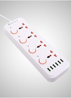 اشتري Tycom Power Strip Surge Protector with USB- Extension Cord Flat Plug with Widely 4 AC Outlet and 6 USB, Small Desktop Station with 6 ft Power Cord, Compact Socket في الامارات