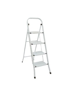 Buy Anti Skid Surface Powder Coated Finish 4-Step Metal Ladder White 3.3 x 139.5 x 46.5 cm WR2040-II in Saudi Arabia