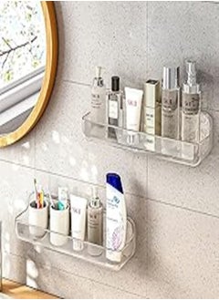 اشتري Diesisa 2pc Plastic Wall Mount Organizer, Adhesive Shelf, Bathroom Shelves for Wall, Self Adhesive Organizer, No Drilling Hang Walls,with Self Adhesive Tape, for Bathroom, Kitchen, Living Room في مصر