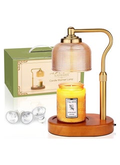 Buy Candle Warmer Lamp, Candle Warmer with Timer Dimmer Candle Lamp with 3*50W Bulbs, Height Adjustable Electric Wax Melt Warmer for All Size Scented Candles Bedroom Home Decor, Gold in Saudi Arabia