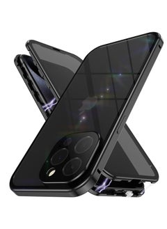 Buy Privacy Case with iPhone 15 Pro Max, 360 Degree Front and Back Privacy Tempered Glass Cover, Anti Peep Magnetic, Magnetic Metal Bumper Anti Peep Cover for iPhone 15 Pro Max, Black in Saudi Arabia