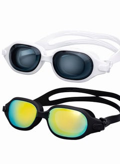 Buy 2 Pack Swim Goggles for Adult with Soft Silicone Gasket Anti-fog UV Protection No Leaking Clear Vision Pool Goggles Swimming Glasses for Men Women with Adjustable Strap in Saudi Arabia