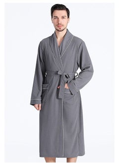 اشتري Cotton Hooded Bathrobe, Hooded Bathrobe with Piping - Lightweight, Long, Super Soft Spa Pajama Robe, Luxurious Bathrobe Waffle Fabric for Bathroom, Bedroom, Indoor and Outdoor في الامارات