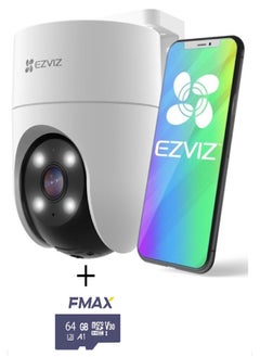 اشتري Wifi Camera Wi-Fi 2MP 1080P Smart Home Security Camera White with Smart Application With 64 memory card في السعودية