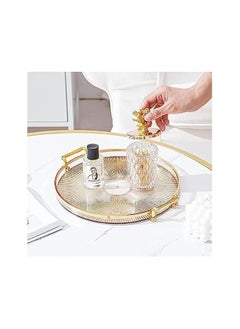 Buy Acrylic Vanity Tray with Gold Handles Decorative Serving Tray for Jewelry Comestic Candle Dish Plate Vanity Counter Bathroom Table Organizer in Egypt