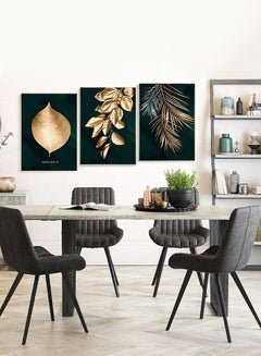 Buy 3D Brick and Stone Painting Europe Wall Painting Multicolour 40*60centimeter 3Pcs Abstract Wall Art Home Decor,Black Gold Leaf in Saudi Arabia