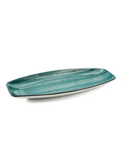 Buy Color Glaze Porcelain Boat Plate 30 cm,Green in UAE