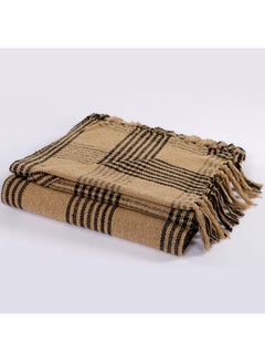 اشتري Cotton Handwoven Throw Classic Checks Design With Tassels 50"x60" (127x172 cm) - Texture & Pattern Lightweight Blanket For Couches, Sofa, Bed, All-Season Blanket في الامارات