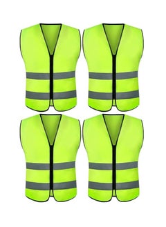 Buy ECVV 4PCS Reflective Safety Vest Bright Neon Color with 2 Inch Reflective Strips -Zipper Front (4) in Saudi Arabia