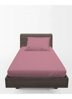 Buy 2 Piece Hometex Design Single Size Dyed Flat Sheet Set Rose Pink - 1 Flat Sheet (150x260 cm) + 1 Pillow Cover (50x75 cm) in UAE