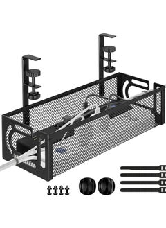 Buy Under Desk Cable Management Tray, Cable Organizer, Cable Management Box, Cord Organizer for Desk, Under Desk Storage for Office Home - No Drill to Desk Cable Raceway in UAE