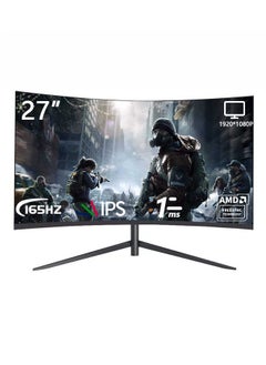 اشتري 27 inch IPS Curved Gaming Monitor with Frameless Full HD (1920x1080)Display,165Hz Refresh Rate,1ms Response Time,HDMI DP and USB Port with Colorful LED Backlit and 5-Way Stick Switch Button في السعودية