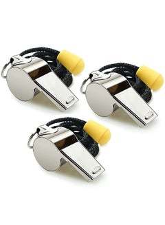 Buy Whistle 3 Pack Stainless Steel Sports Whistles with Lanyard in UAE