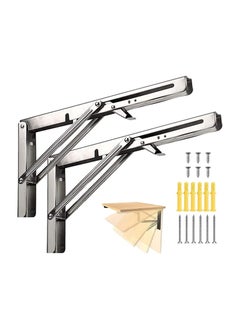 Buy VIXEL Folding Stainless Steel Shelf Brackets 12 Inch for Shelf and Table Work Bench   2 piece Set in UAE