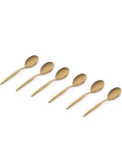 Buy Freya 6-Piece Coffee Spoon Set, Gold - 10.5 cm in UAE